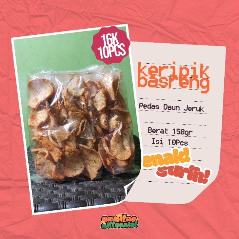 

KERIPIK BASRENG PEDAS DAUN JERUK BERKAH JAYA MINI 150GR ISI 10 PCS