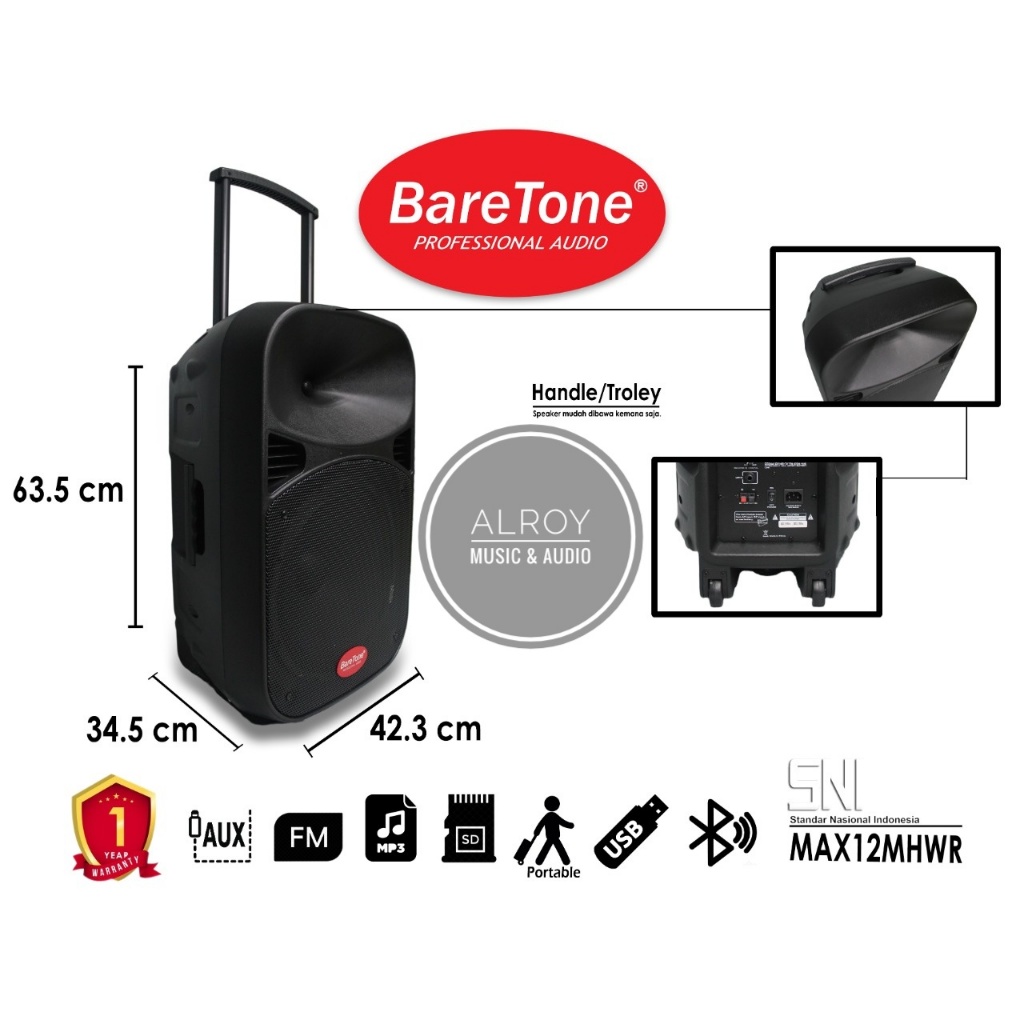 Speaker Portable Baretone 12" MAX12MHWR / MAX 12MHWR / MAX12 MHWR