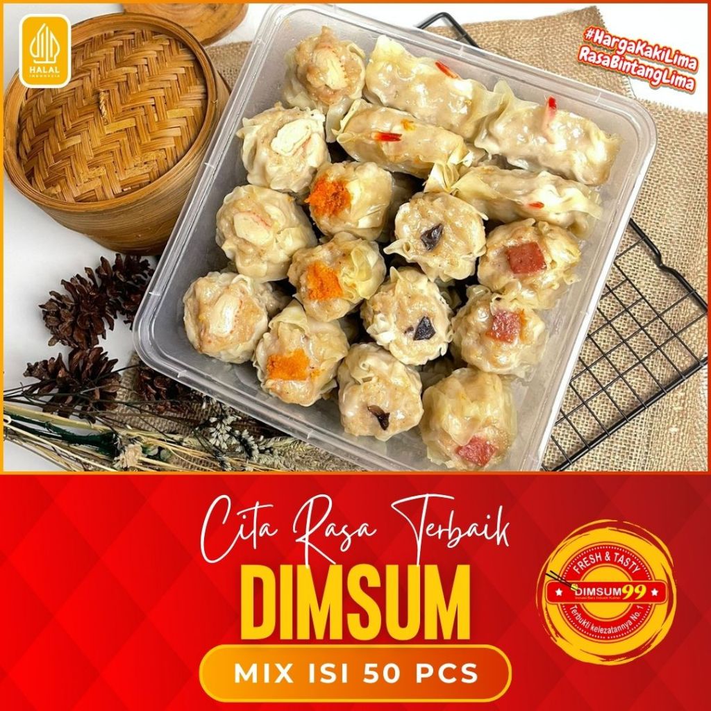 

Best Seller !! Dimsum Ayam Frozen Premium isi 50pcs Toping Mix Gratis Saos Merah & Lada Hitam Halal