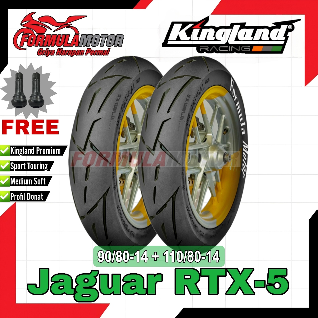 90/80-14 + 110/80-14 Kingland Jaguar RTX-5 Ring 14 Tubeless - Sepasang Ban Motor Matic Tubles