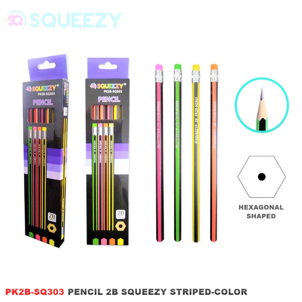 

Pensil Kayu 2B Squeezy SQ-303 (1 pack isi 12pcs)