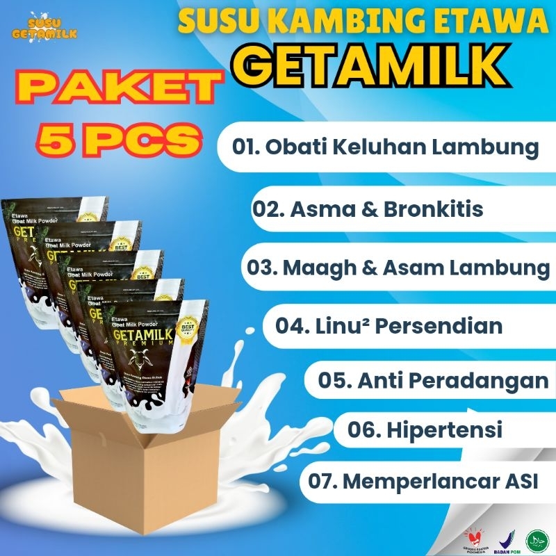 

Susu Kambing Etawa Halal BPOM untuk Asma (Harga 1 Paket isi 5)