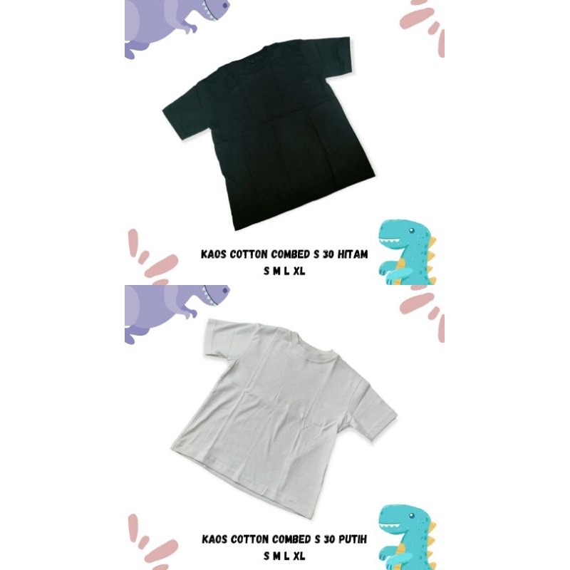 Kaos Polos Anak Warna Hitam dan Putih Unsex Usia 1-9tahun Bahan Cotton 30s Adem