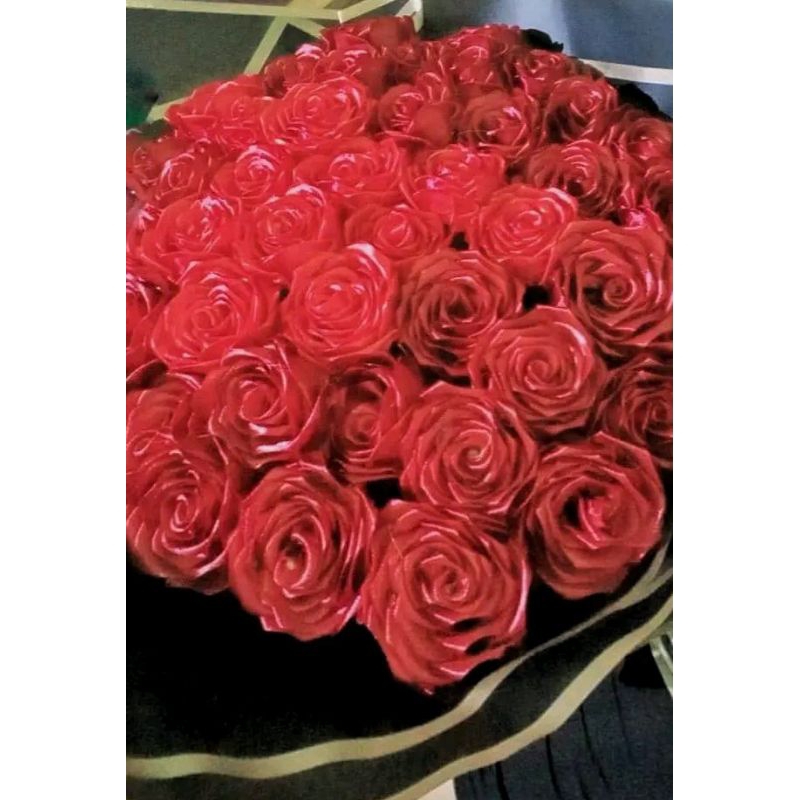Buket Bunga Satin Gliter 5 Tangkai/Bouquet Flower Satin+Glliter