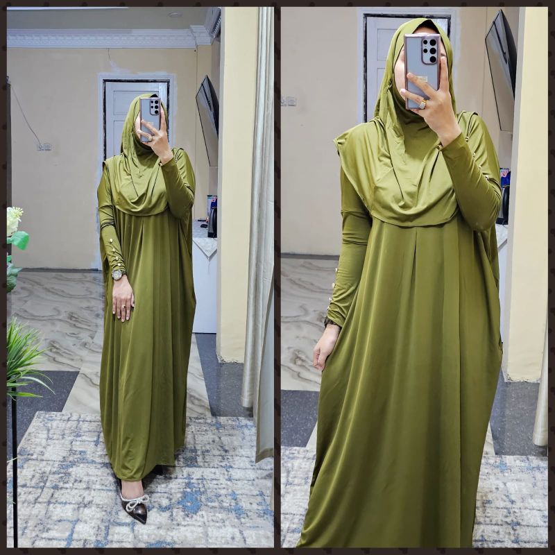 YURRA ABAYA SET HIJAB/KAFTAN SET HIJAB/GAMIS OVERSIZE SET HIJAB JERSEY PREMIUM/GAMIS SUPER JUMBO
