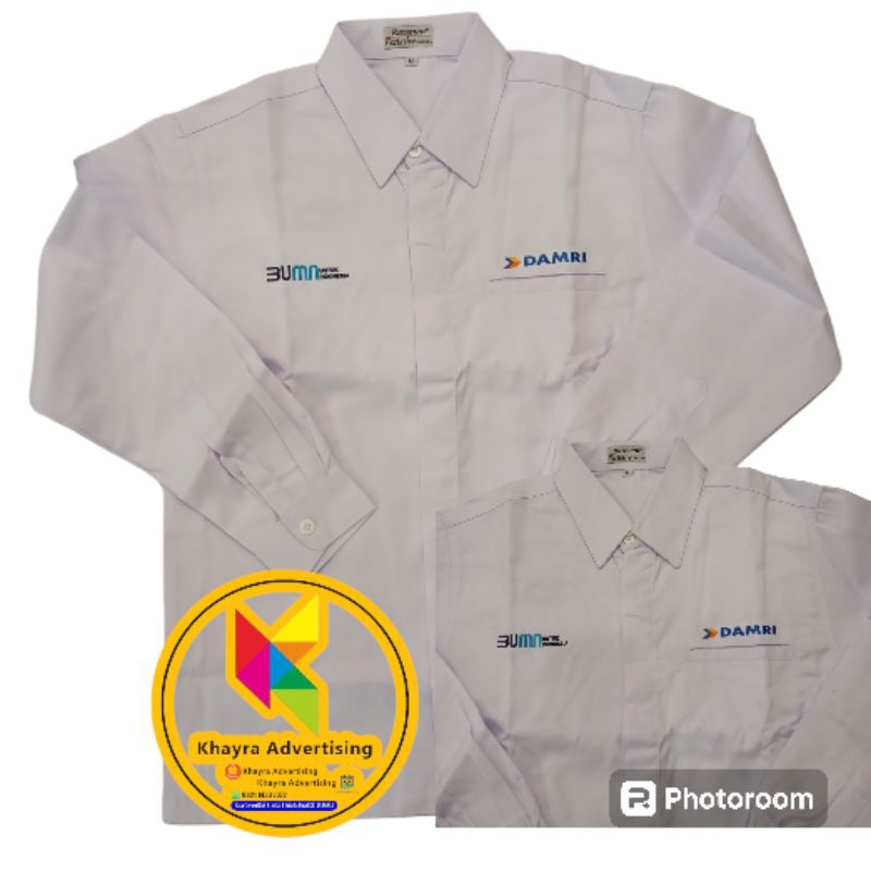 kemeja bumn damri seragam bumn damri baju bumn damri putih lengan panjang