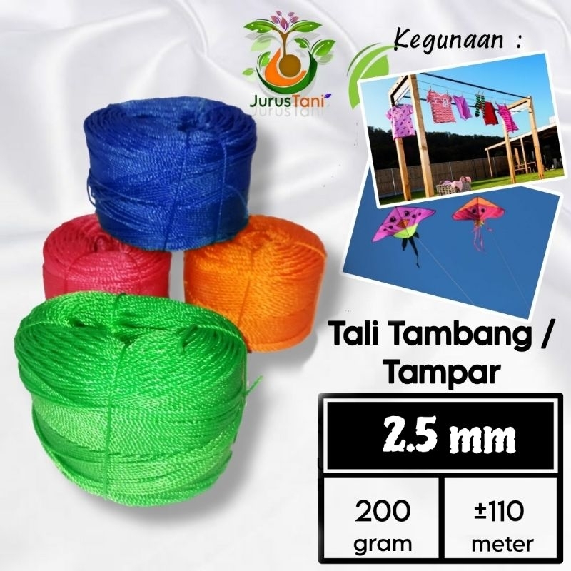 

Tali Tambang/Tampar ukuran 2.5mm, berat 200 gram dan panjang ±110 meter