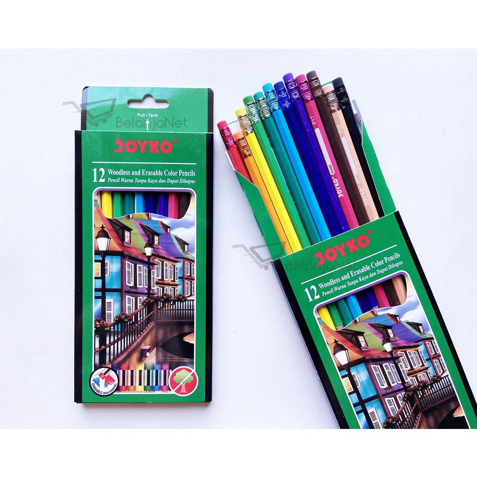 

Grosir Menarik Pensil Warna Dapat Dihapus Erasable Joyko CP19 1 SET 12 Warna