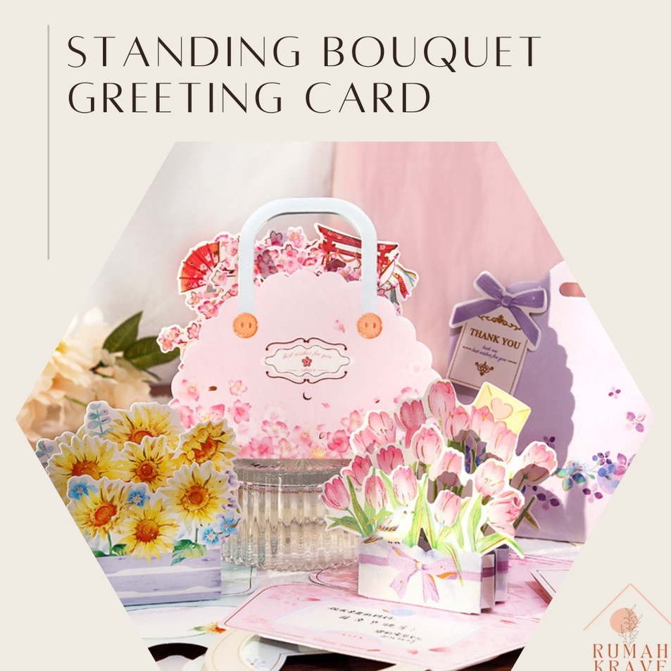 

Serba Untung RUMAH KRAVE Standing Bouquet Greeting Card Kartu Ucapan 3D Popup