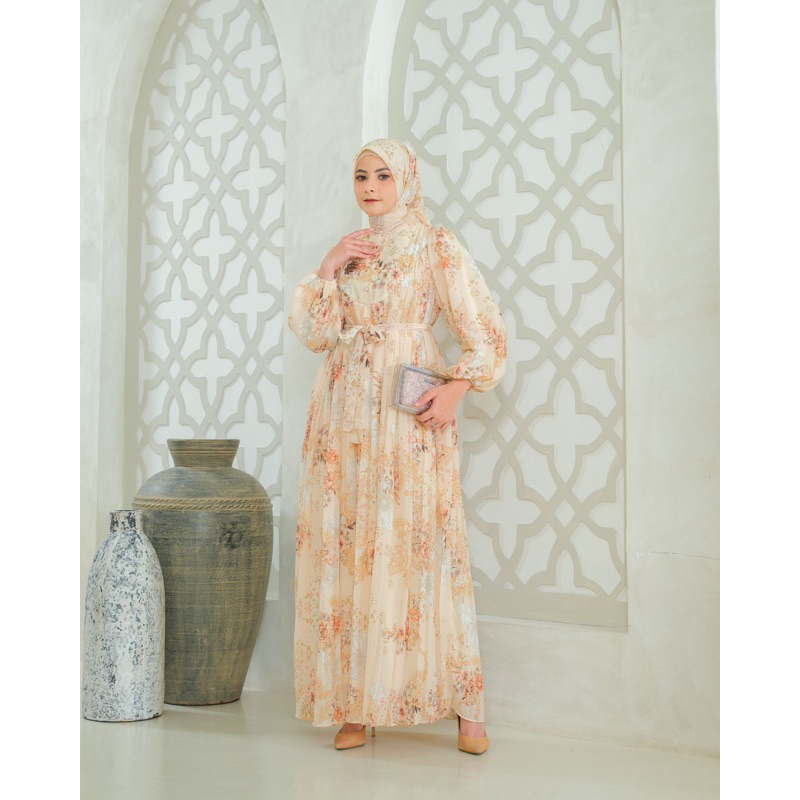 Set Hijab Anggun / Gamis Hijab / Gamis Ceruty / Pakaian Kondangan / Set Hijab Wanita