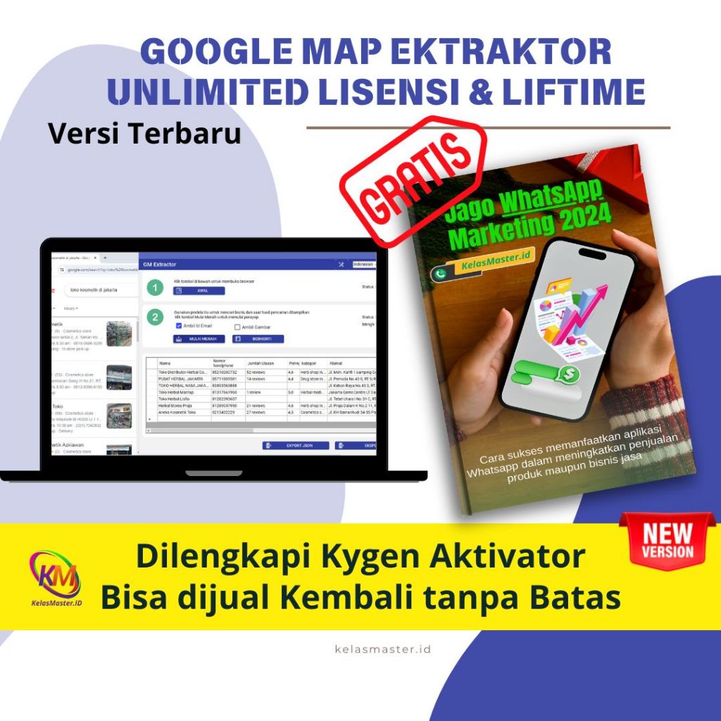 Google Map Ektraktor ( HP & Email ) | Agency & Unlimited Lisensi