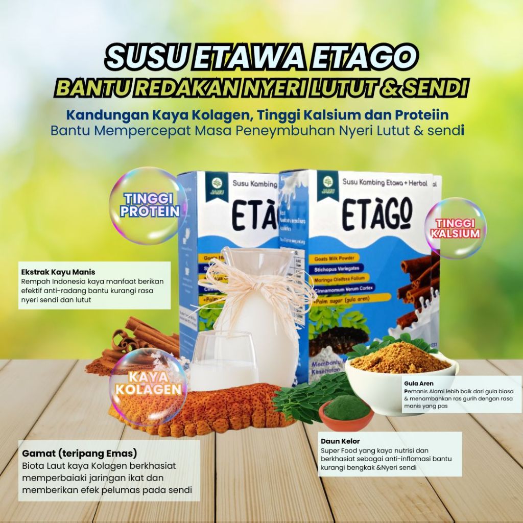 

ETAGO SUSU KAMBING ETAWA PLUS HERBAL & GAMAT EMAS Sehat untuk tulang dan sendi