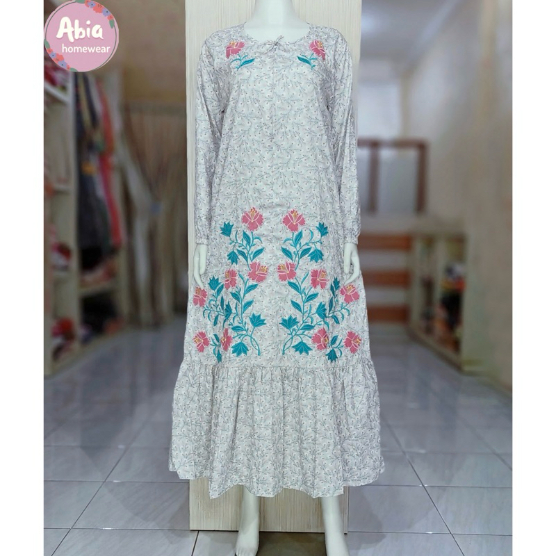 Gamis Katun Jepang Bordir Khas Malang - Busui Friendly