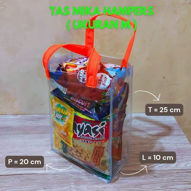 

Tas mika transparan ukuran M untuk hadiah ulang tahun