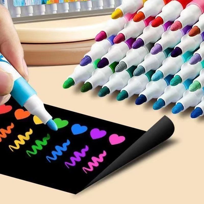 

D3W! 24/60 Warna Spidol Acrylic Pen Acrylic Marker Pen Set DIY Painting Tahan Air Pulpen Warna