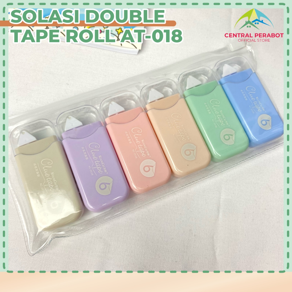 Adhesive roller double tape Lem Roller Tape Glue Tape Super Kuat Tidak Beracun Double Tape AT-118
