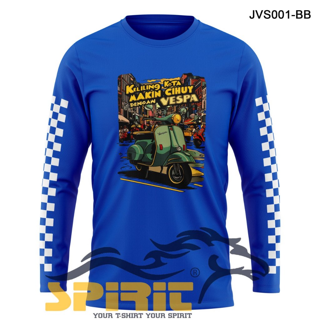 kaos Vespa Classic Original Baju Vespa Riding Scooter Lengan Panjang Otomotif Distro Pria katun 24s