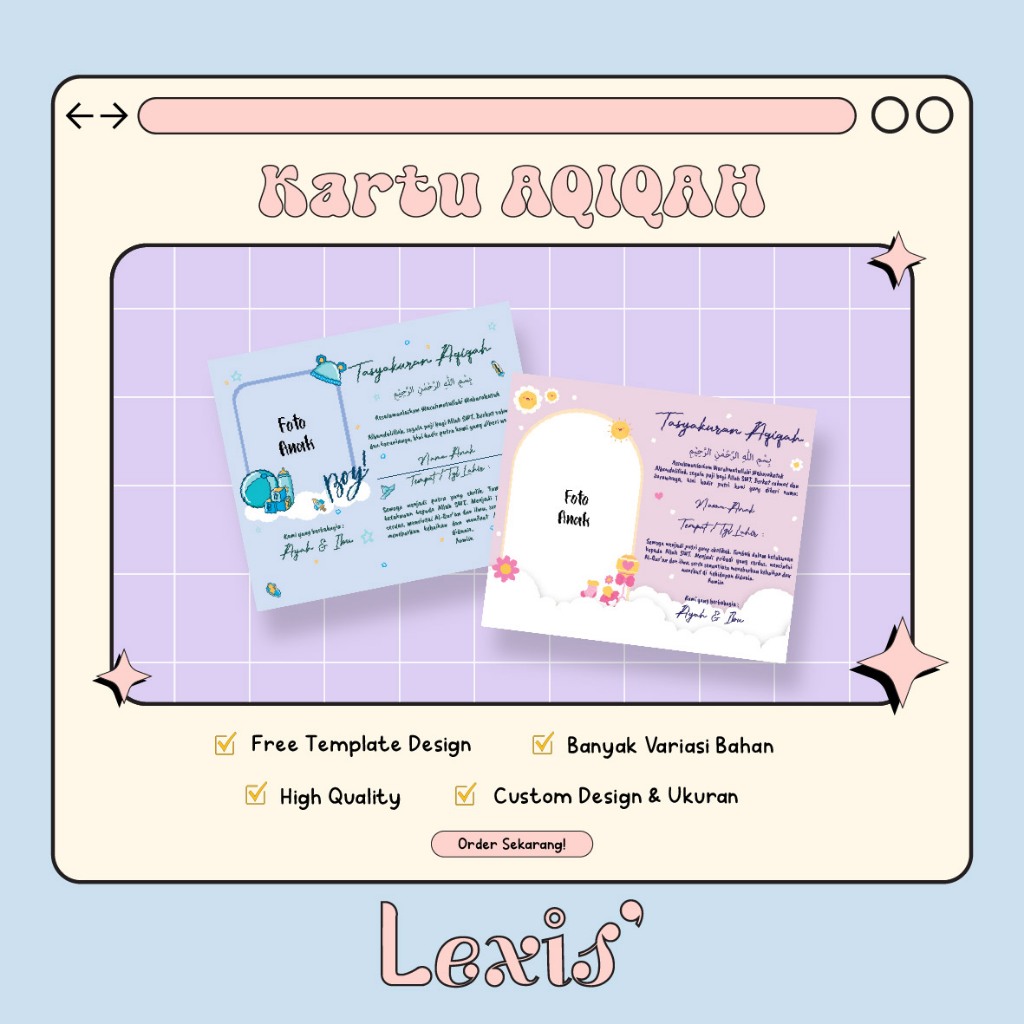 Kartu Aqiqah / Kartu Ucapan Aqiqah / Kartu Tasyakuran Aqiqah