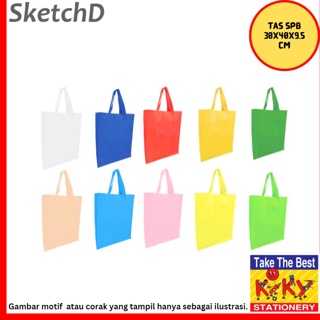 

Tas Spunbond kain polos warna 30 x 40 x 9.5 cm Kiky Goodie Bag