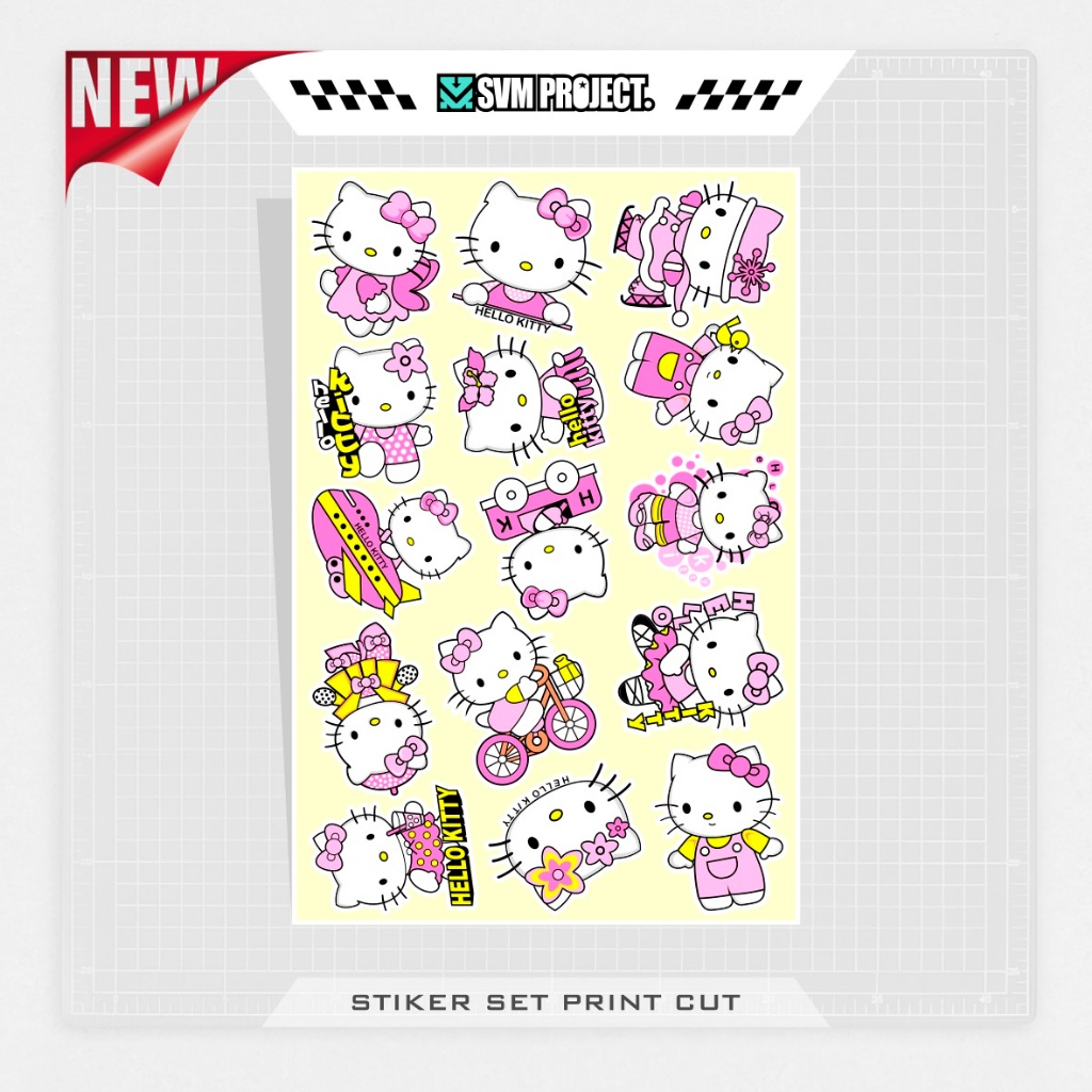 

STICKER PACK VINYL / MOTIF HELLO KITTY / STIKER SET / HP LAPTOP / HELM / BRAND / INTIP / WATERFROOF