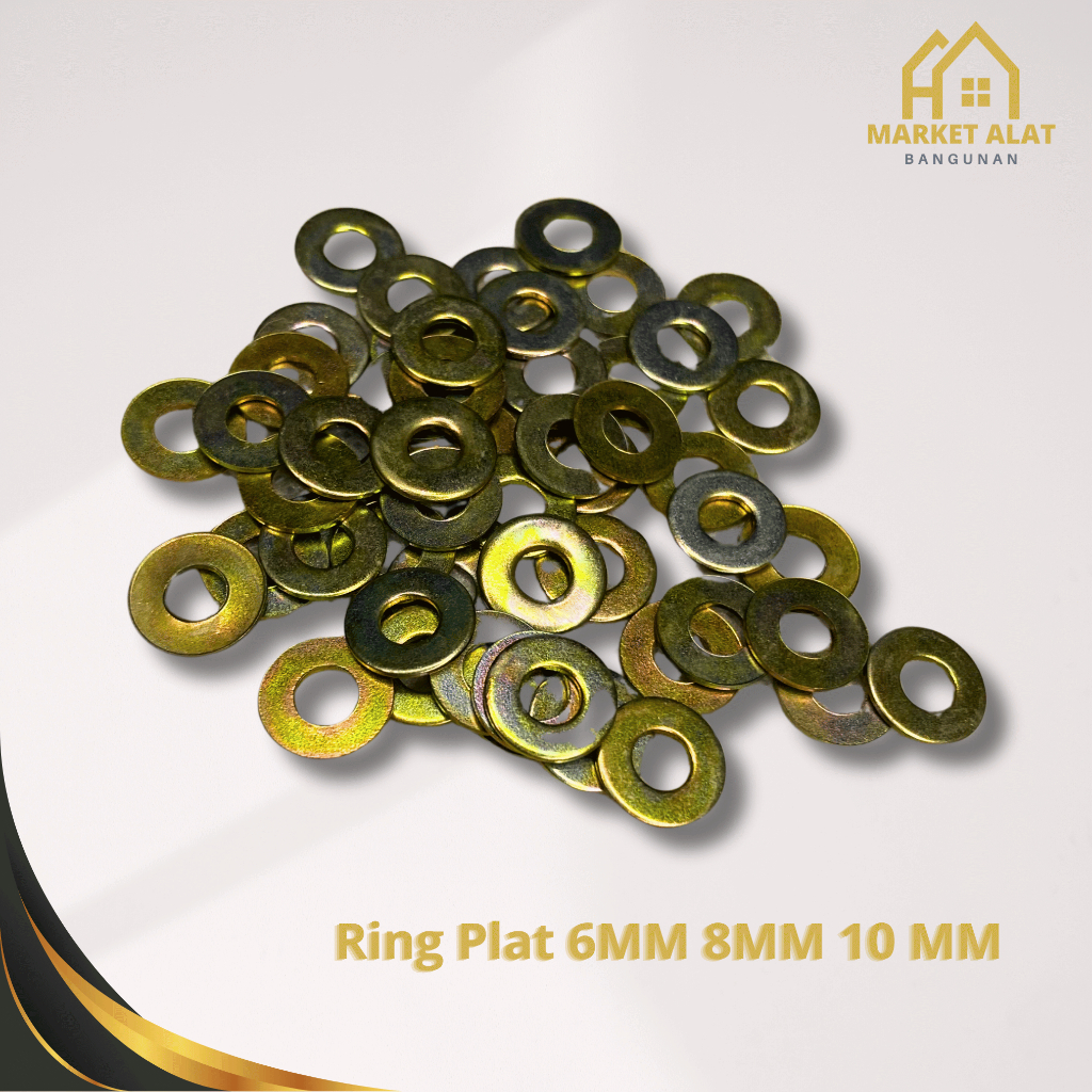 (Per 10 Pcs) Ring Kuning 6 8 10 MM / Ring Baut Kunci 10 12 14 / Washer Plat