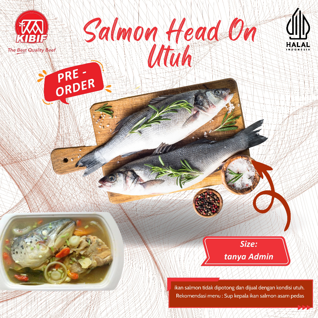 

Pre Order Salmon Head On ( utuh HON berat tanya admin )