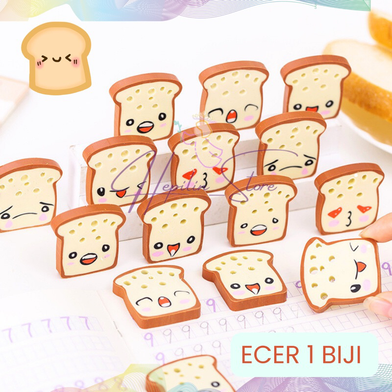 

ECER 1 Biji Penghapus Unik Roti Tawar / Fancy Bread Eraser / Penghapus Bentuk Roti
