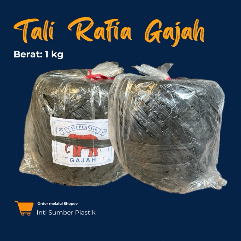 

Tali rafia/tali palstik Cap Gajah hitam 1 KG berkualitas bagus tebal kuat