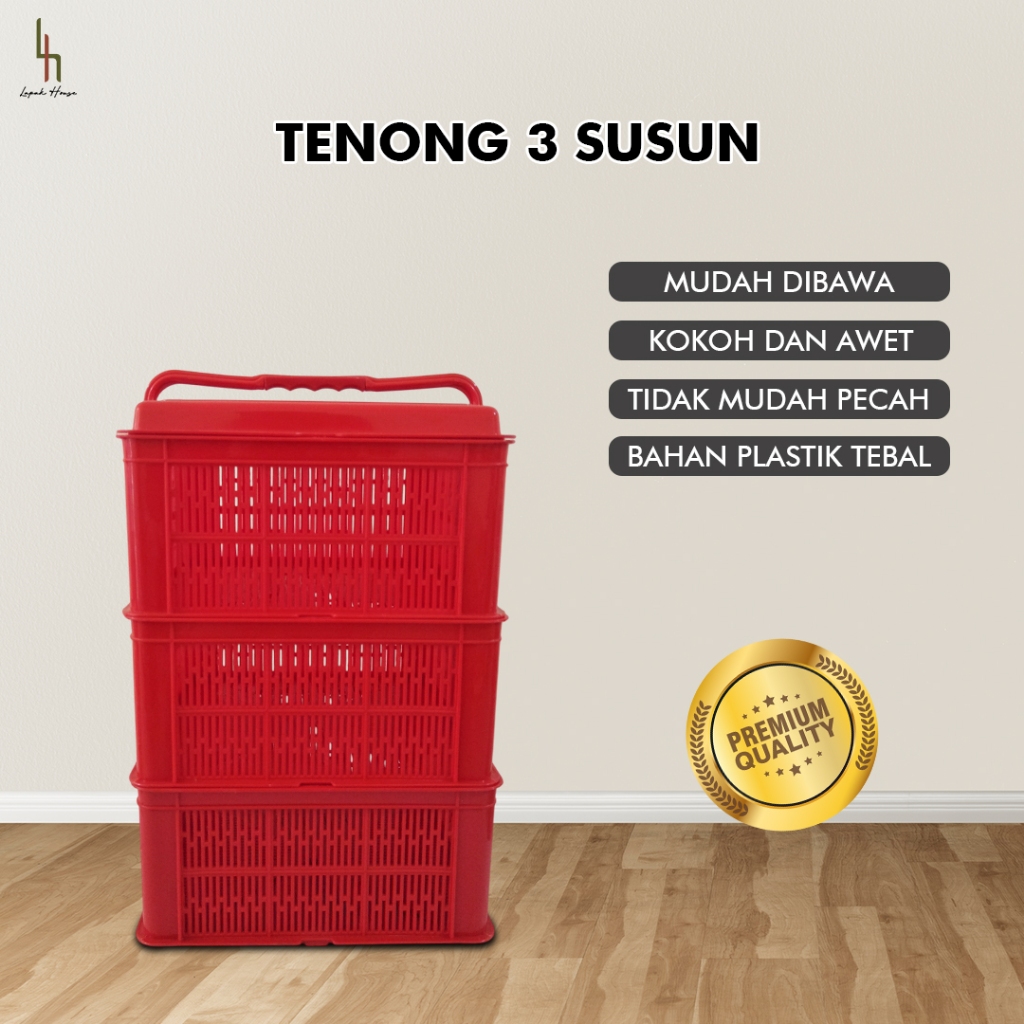 MPW Tenong susun 3 / Tenong Segi susun 3 / Keranjang Kue /  Tempat Makanan / Tempat Makanan Piknik