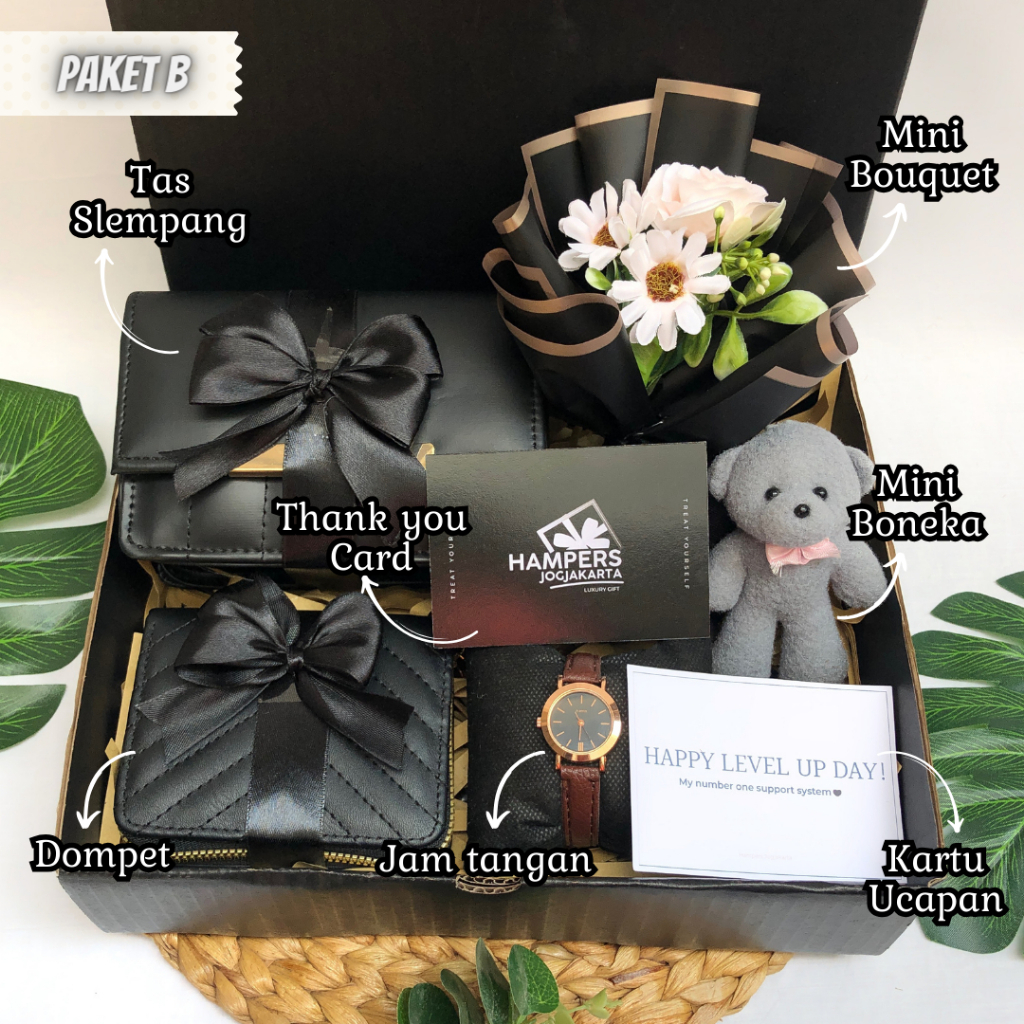 

Kado Ulangtahun Hampers Exclusive Tas Jam Tangan Boneka Dompet Paket Bucin Jadian Giftbox