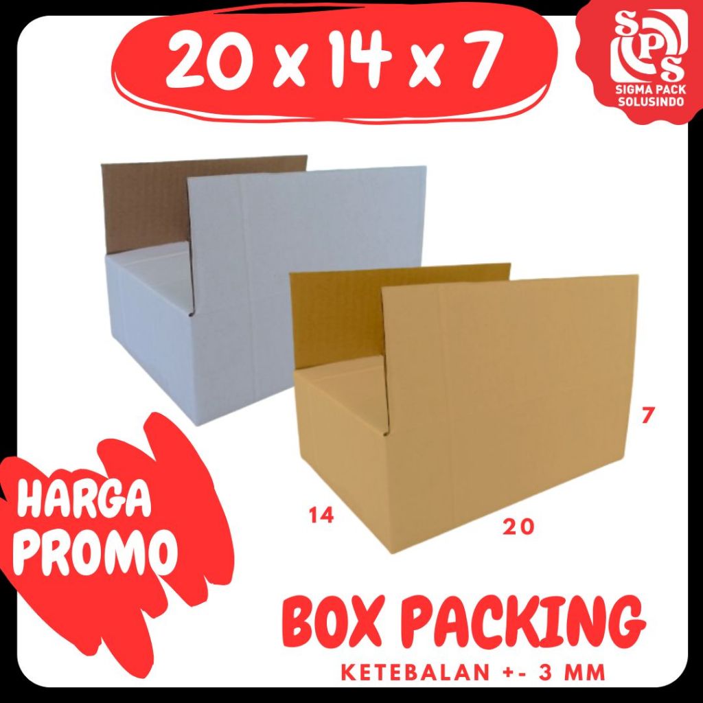 

Kardus 20x14x7 Packing Karton Kotak Kemasan Olshop Sparepart Dus Souvenir Botol Kosmetik Jamu Madu