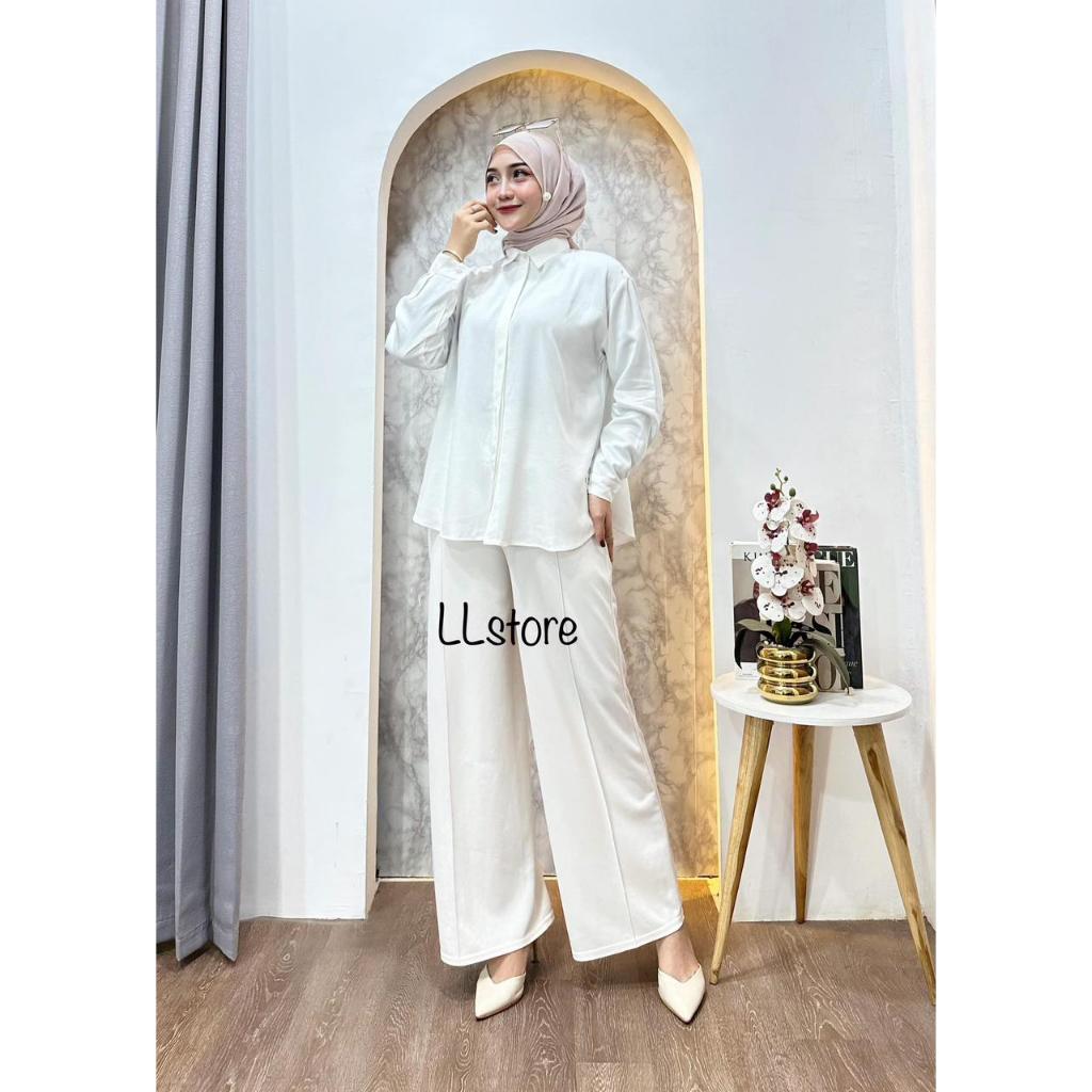 Kemeja Wanita Katun Rayon Twill Lengan Panjang Blouse Casual Polos Kekinian Baju Cewek