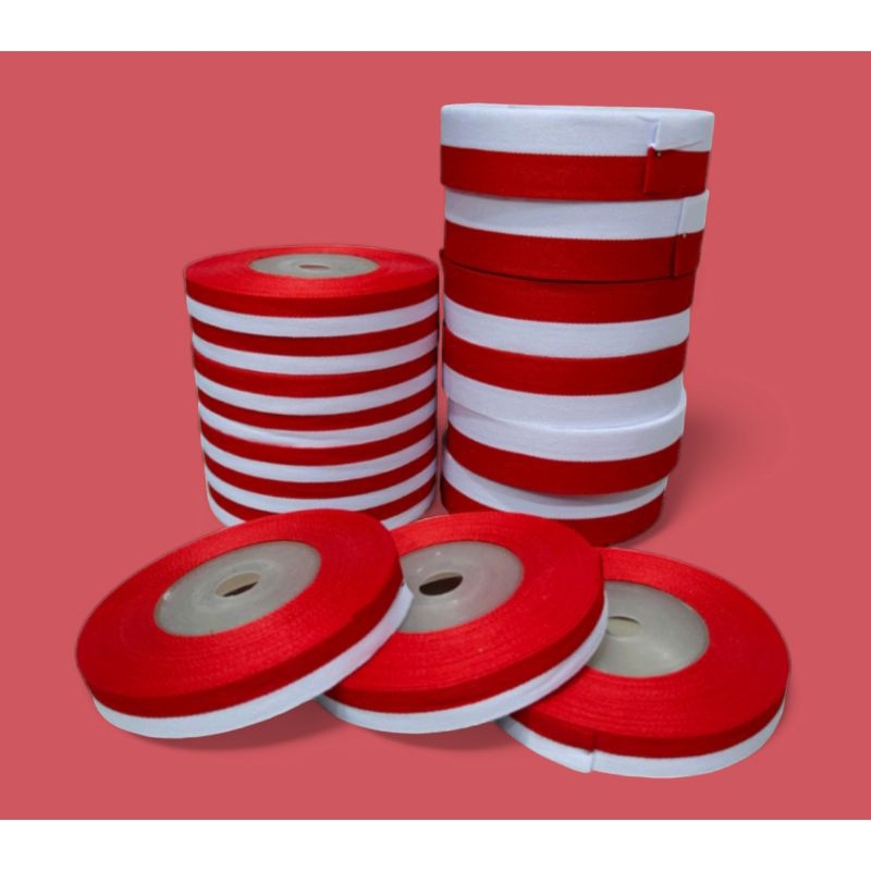 

pita saten merah putih/ pita kain merah putih 1/2 inch-1 inch