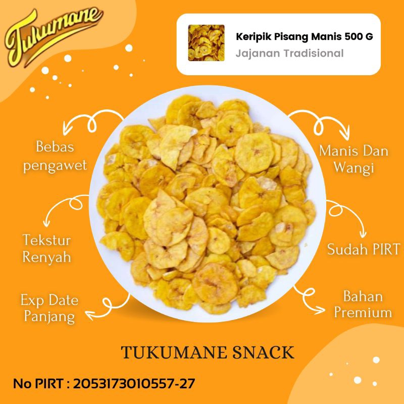 

Keripik Kripik Pisang Manis Cemilan Spesial 1/2 Kg