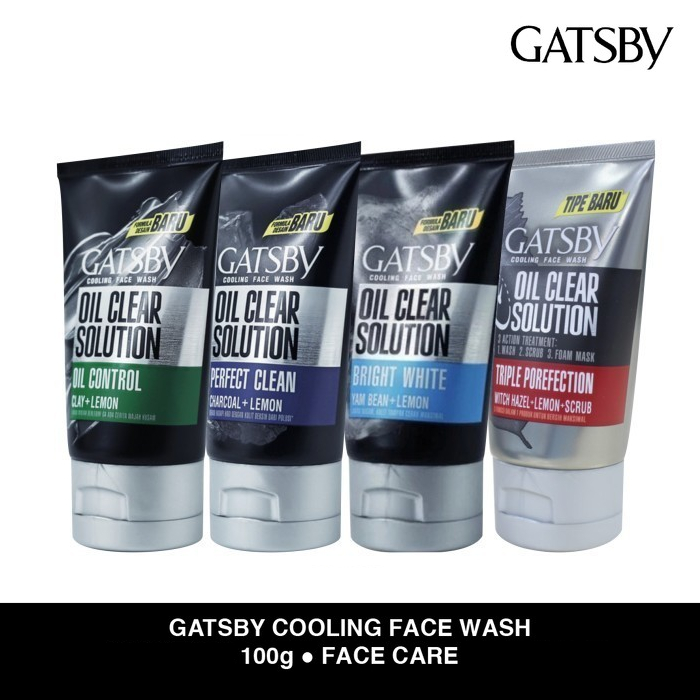 GATSBY Oil Clear Solution Cooling Face Wash 100g - Pembersih Wajah