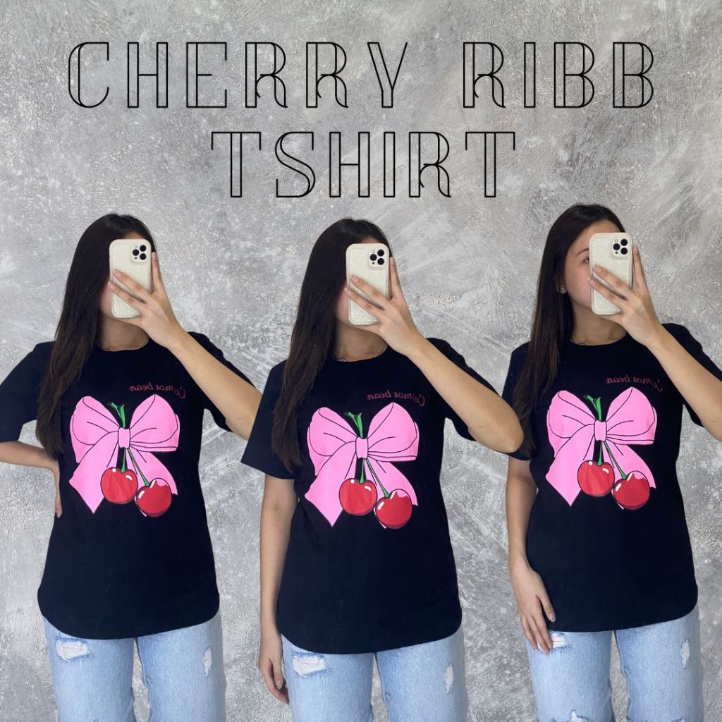 Kaos Cherry Ribb Tshirt | Kaos Wanita Overisize Bigsize Jumbo | Kaos Unisex | Kaos Banjarmasin Ready