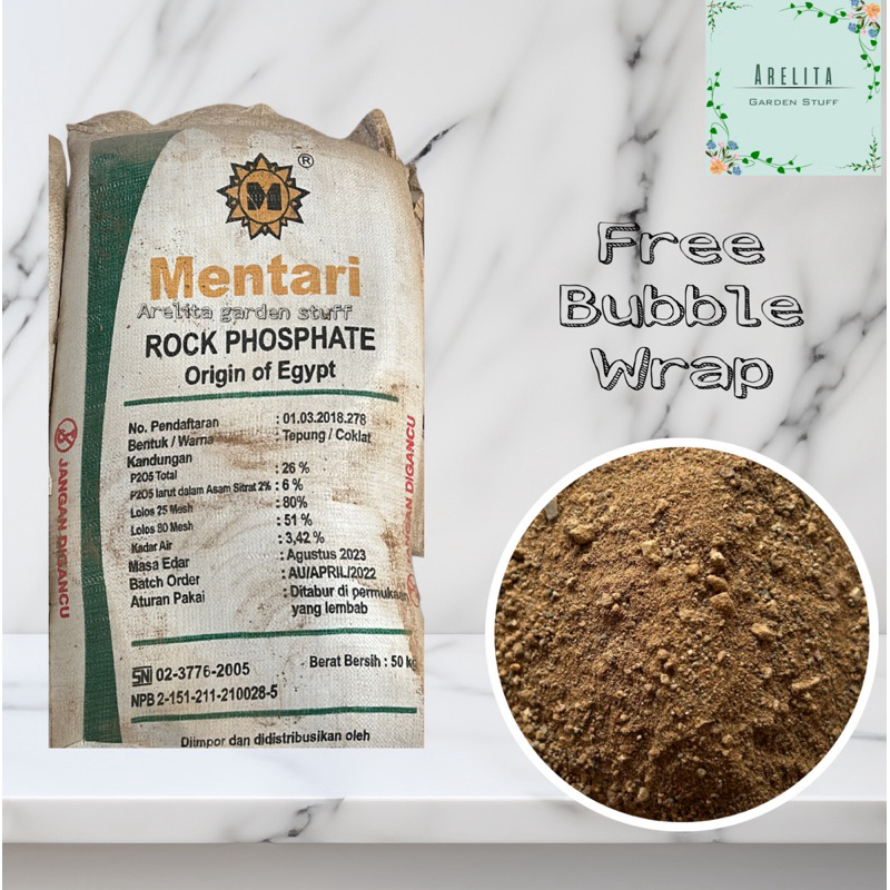 Pupuk RP Rock Phospate Merk Mentari repack 1kg