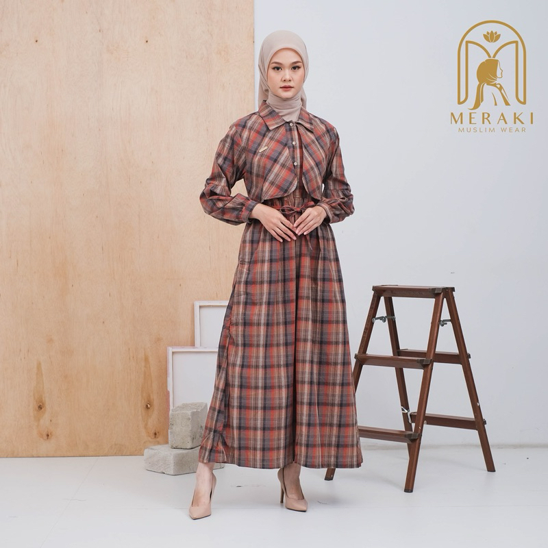 YASMIN DRESS [KOTAK MERAH] | GAMIS MUSLIM MODERN MURAH KATUN TRISET BUSUI FRIENDLY PREMIUM NYAMAN