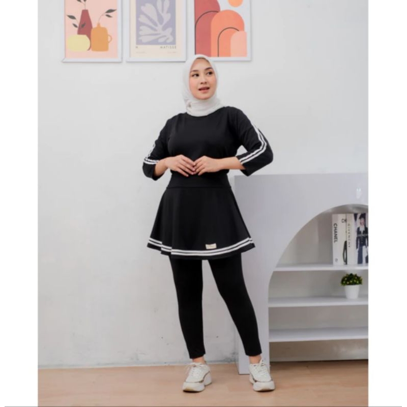 Setelan Olahraga Wanita Muslim Legging Rok Skirt Sport