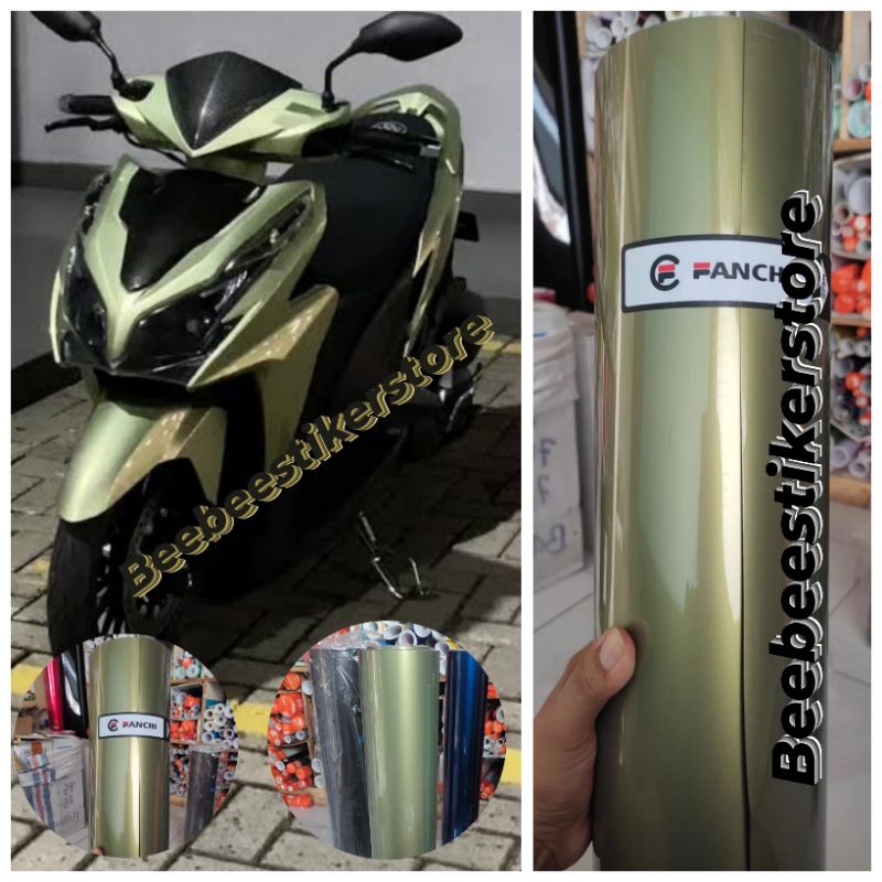 Setiker Sekotlet motor milenium jade seri fet dari FANCI stiker skotlet milenial jade hijau stiker s