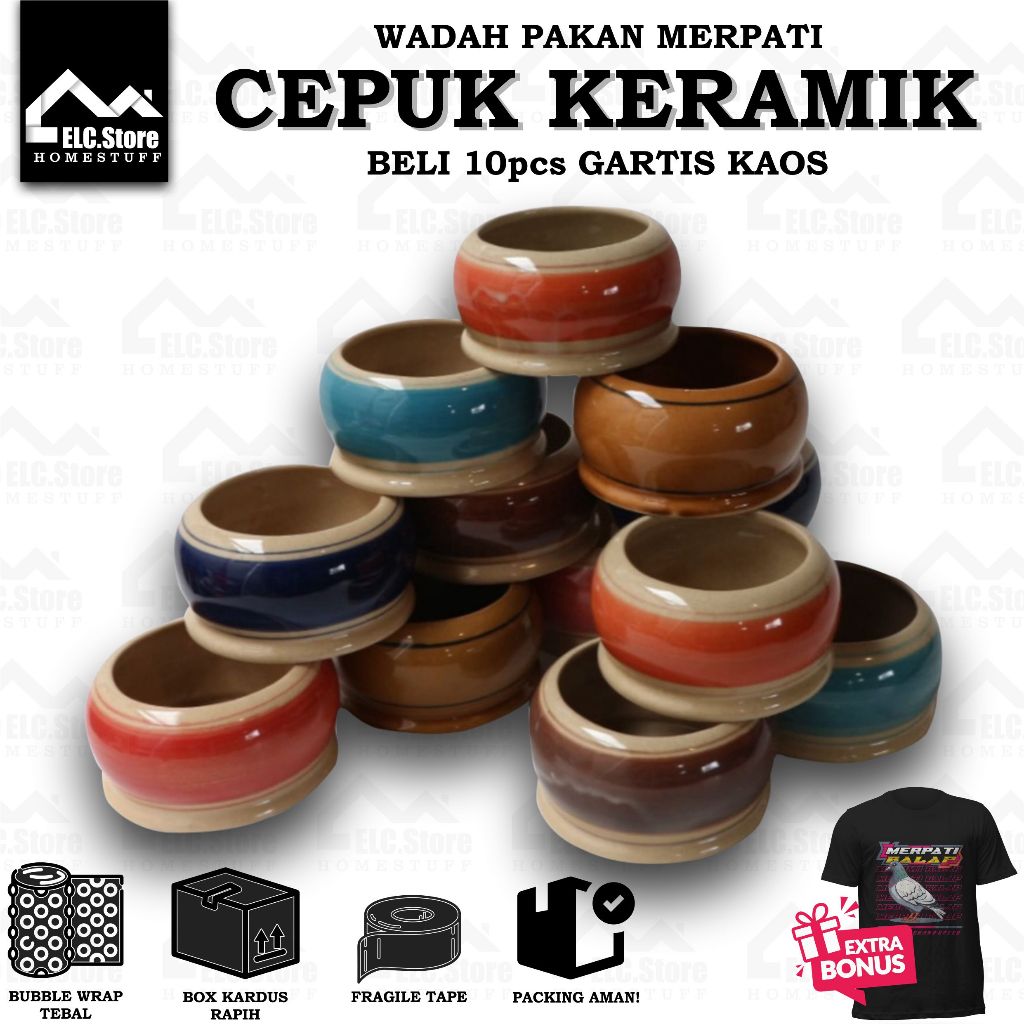 Cepuk Kramik Mangkuk Pakan Hewan Keramik Pot Wadah Makanan Burung Merpati