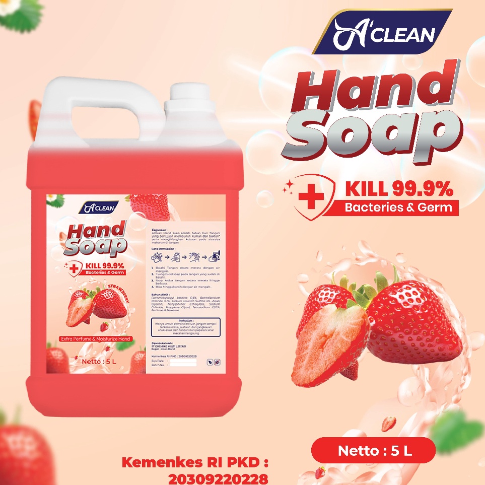 KODE K1F4 Sabun Cuci Tangan  HAND SOAP  HAND WASH Antiseptik Antibacterial 5 Liter A Clean Care