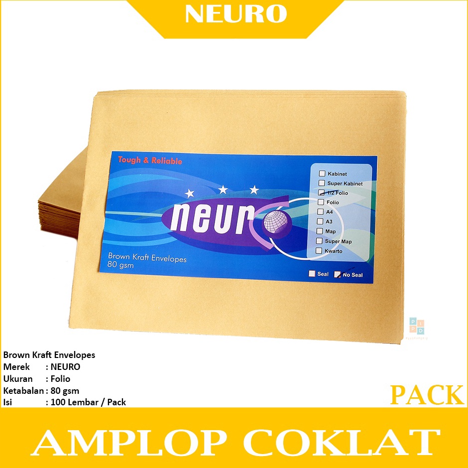 

Modern NEURO Amplop Coklat Ukuran 12 Folio 19 x 25 cm Seal Pack