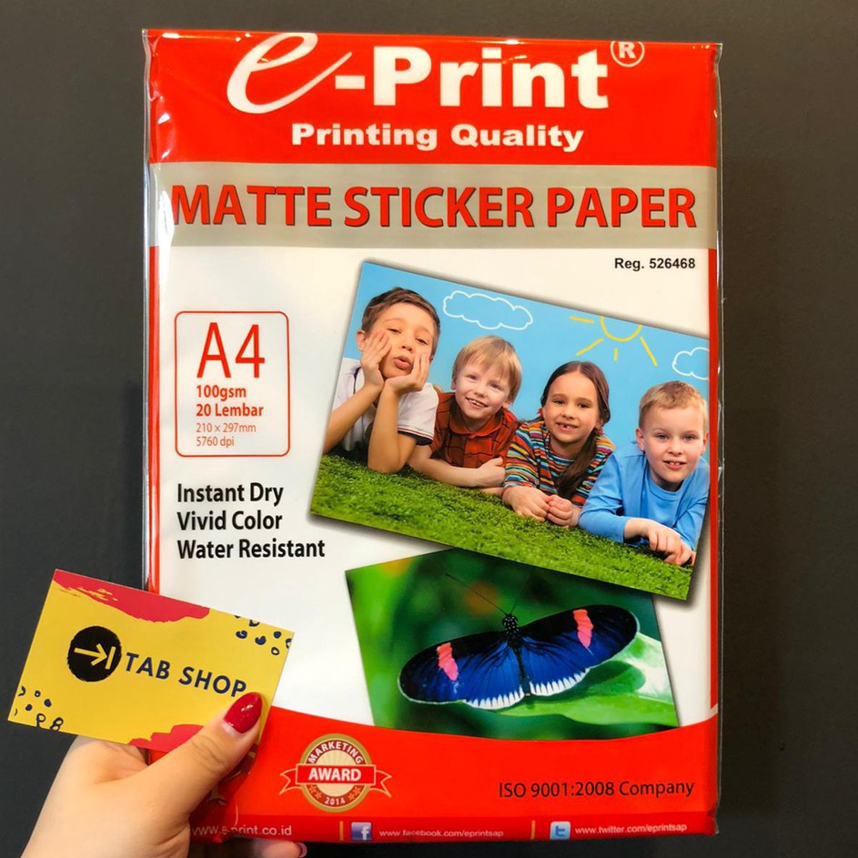 

Trendy TAB SHOP EPRINT KES STIKER DOFF A4 1 GSM EPRINT MATTE STICKER PAPER A4 1 GSM 2 SHEETS