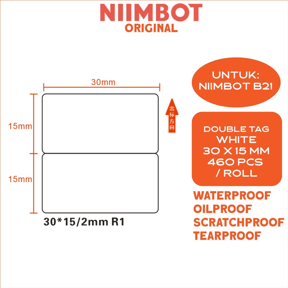 

Double Twin White Thermal Label Printer Sticker Niimbot B21 B1 B3S Refill Label