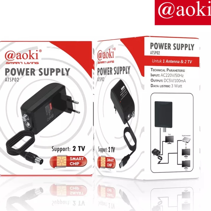 Aoki ATSP2 Booster Antena Penjernih TV Tabung Digital Outdoor Kabel TV 2 Meter