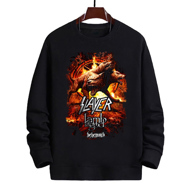 Crewneck Slayer Lamb Of God Behemoth Tour Band Bahan Cotton Fleece