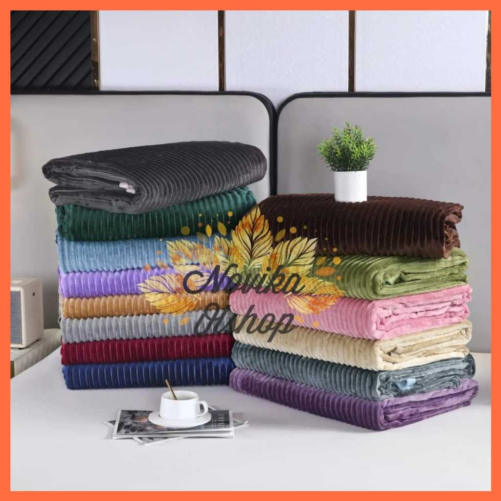 SELIMUT DEWASA MODEL SALUR SUPER LEMBUT BULU HALUS UKURAN 180 X 200 CM SELIMUT TEBAL SALUR POLOS