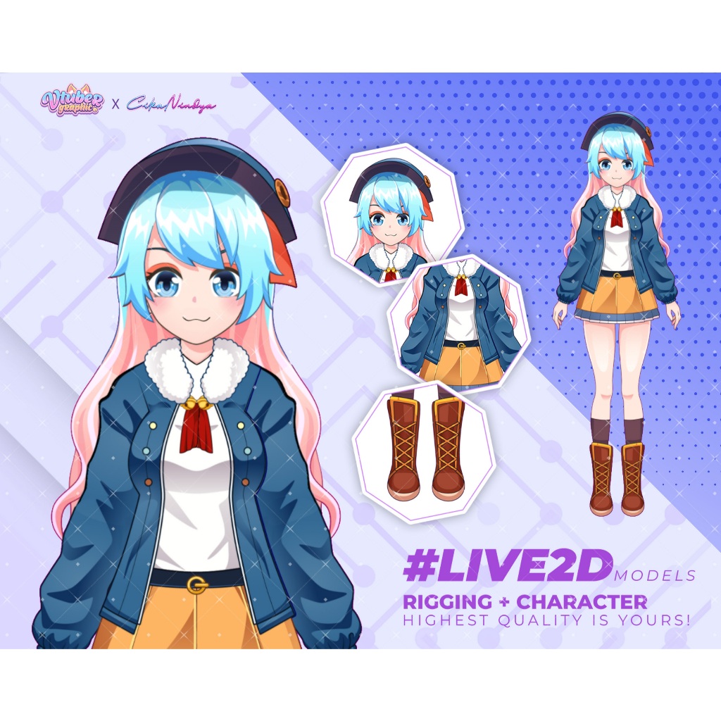 Karakter Anime Vtuber Live2D Siap Pakai untuk Meningkatkan Streaming Anda, Anime untuk Vtuber, Strea