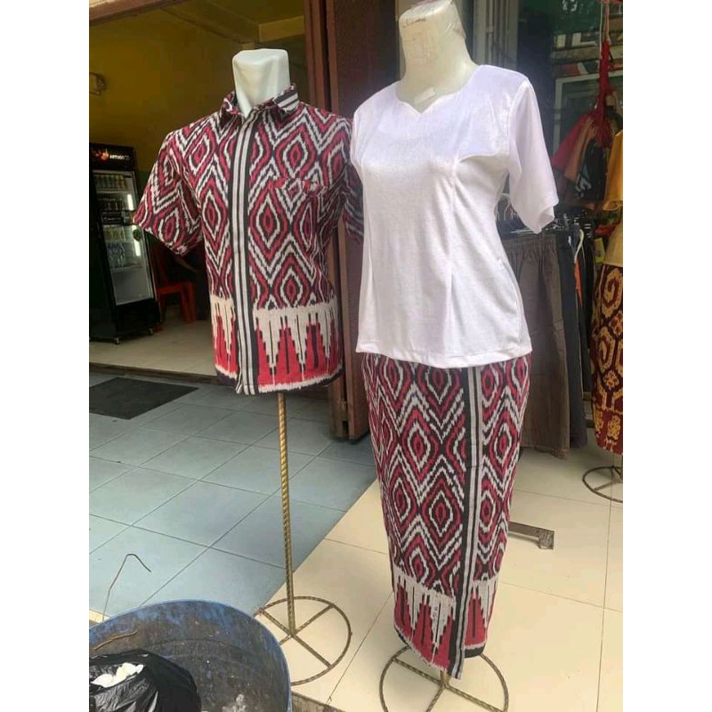 set pasangan baju adat toraja pria wanita motif toraja - baju tenun blanket jepara
